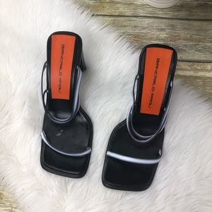 Rare Giancarlo Paoli Leather Square Heels Size 37